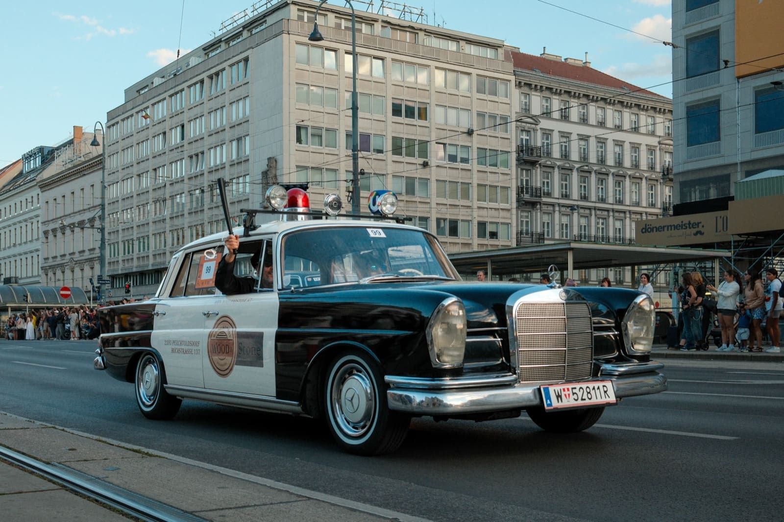 Vintage Mercedes police car at a Vienna street parade, Best Alex Shots, Vienna